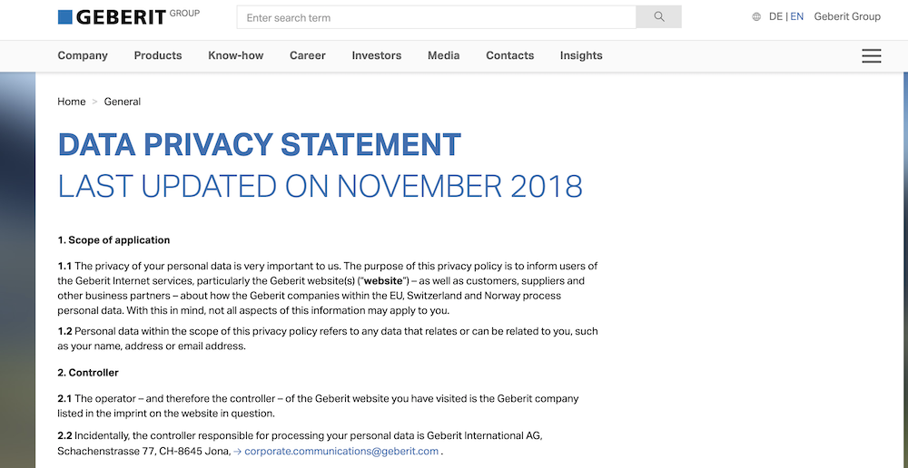 privacy-policy Template from geberit